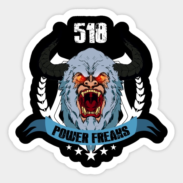 518 power freaks - badge Sticker by Actualsuperhero